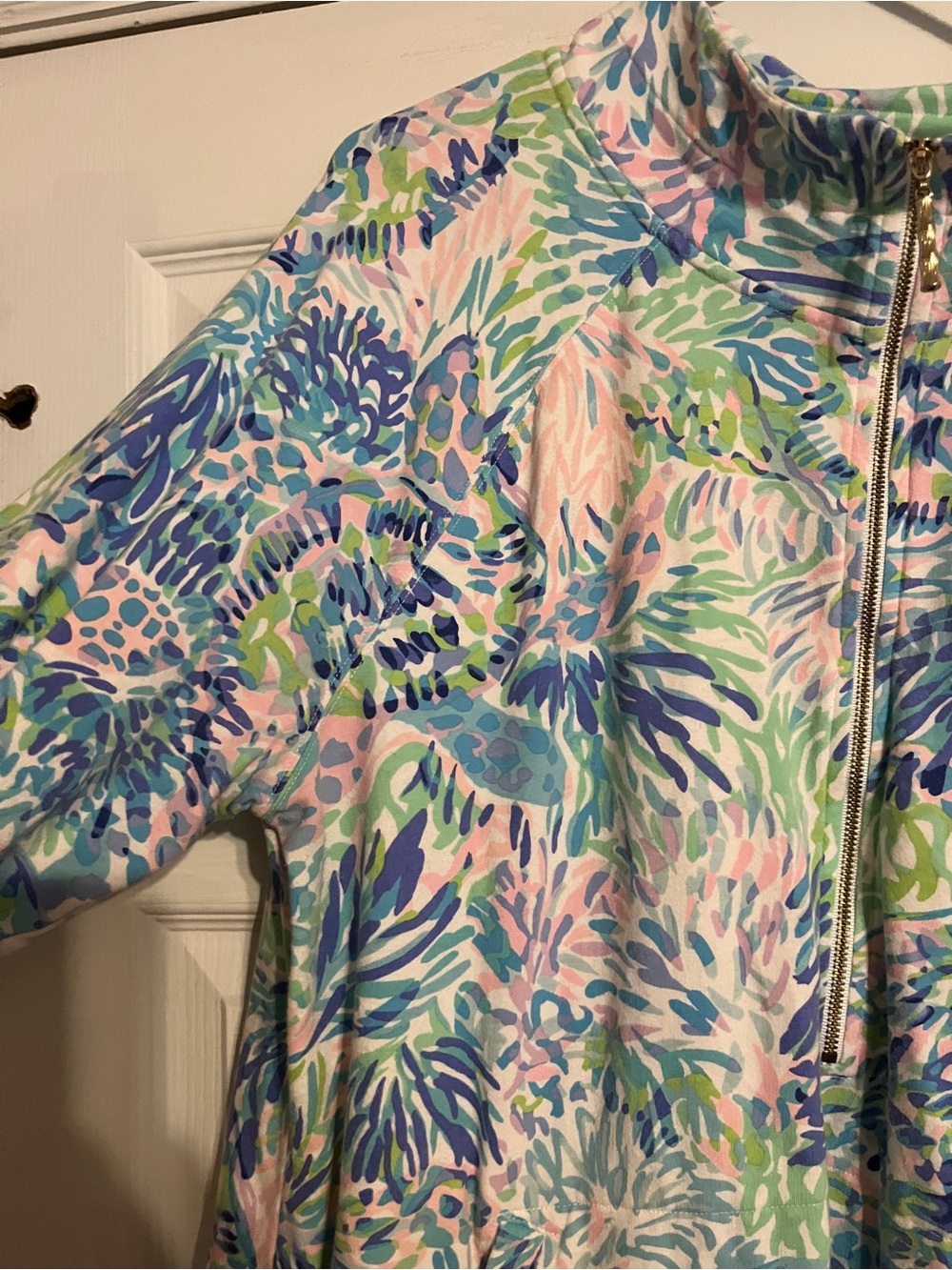 Lilly Pulitzer Pastel Floral Zip-Front Utility Jacket - Blue, Green, Pink - Picture 3 of 4